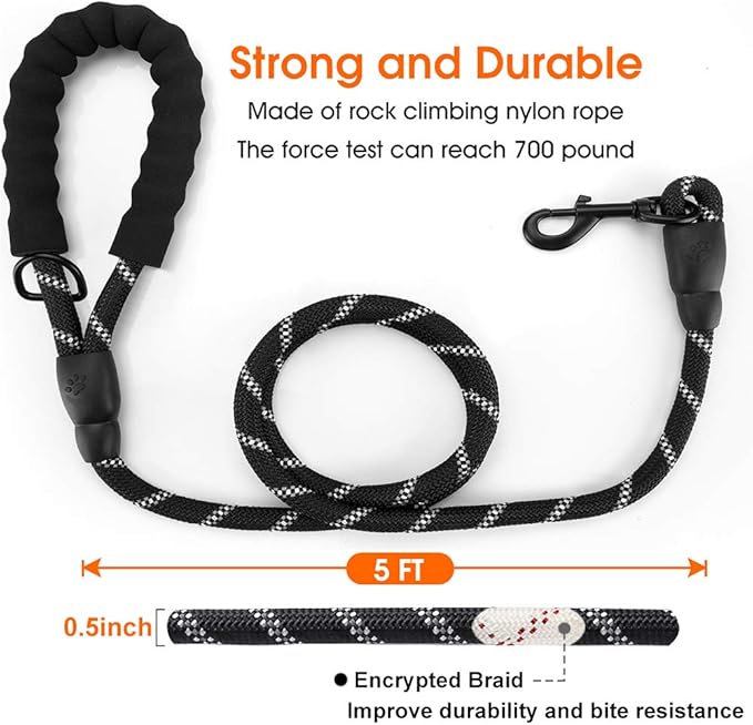 5ft Dog Lead and Harness Set β Durable, Comfortable, No-Pull Design for Dogs of All Sizes