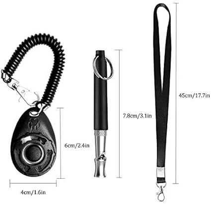 RIGRIN Dog Training Whistle with Lanyard (Whistle + Black Clicker)