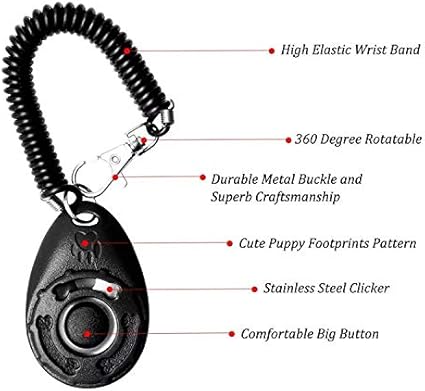 RIGRIN Dog Training Whistle with Lanyard (Whistle + Black Clicker)