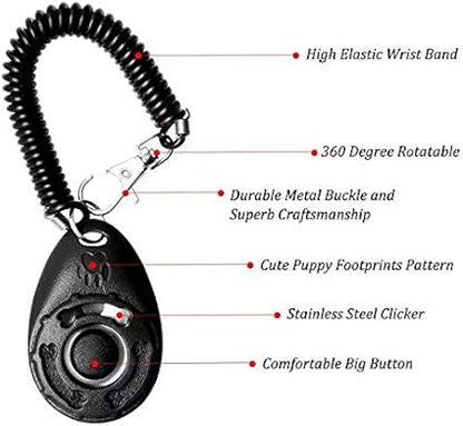 RIGRIN Dog Training Whistle with Lanyard (Whistle + Black Clicker)