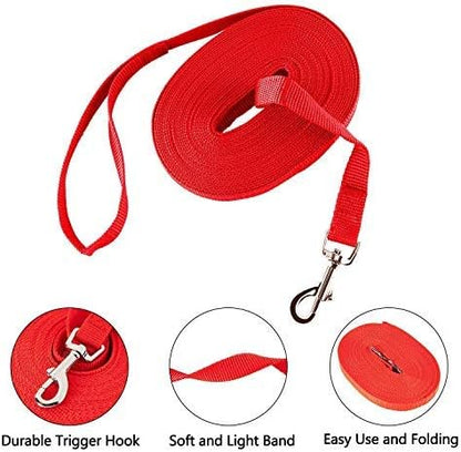 Dog Training Lead – 6m/10m Long Nylon Leash with Foam Handle for Pet Training