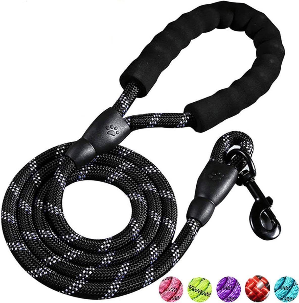 5 FT Strong Dog Lead with Comfortable Padded Handle and Highly Reflective Threads for Small, Medium and Large Dogs