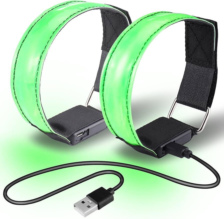 LED USB Rechargeable Safety Armband - Reflective Running Lights for Men, Women, Jogging, Cycling, and Dog Walking at Night