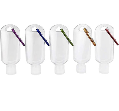 Refillable Bottles 5 Pcs 50ml Travel Containers Empty Plastic Bottles with Hook Carabiner Belt Clip