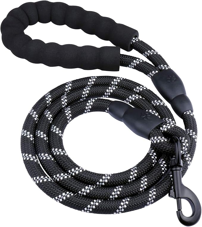 5 FT Strong Dog Lead with Comfortable Padded Handle and Highly Reflective Threads for Small, Medium and Large Dogs