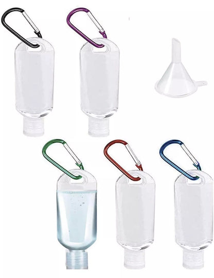 Refillable Bottles 5 Pcs 50ml Travel Containers Empty Plastic Bottles with Hook Carabiner Belt Clip